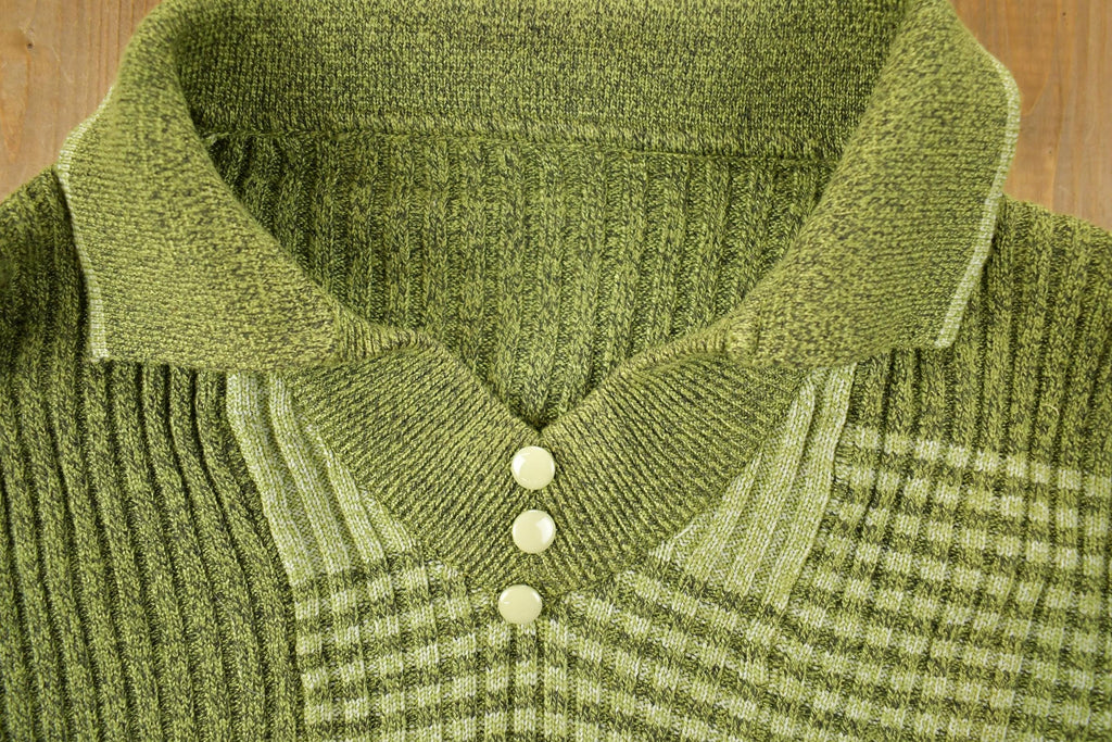 Vintage 1970s Knit Quarter Button Collared Sweater