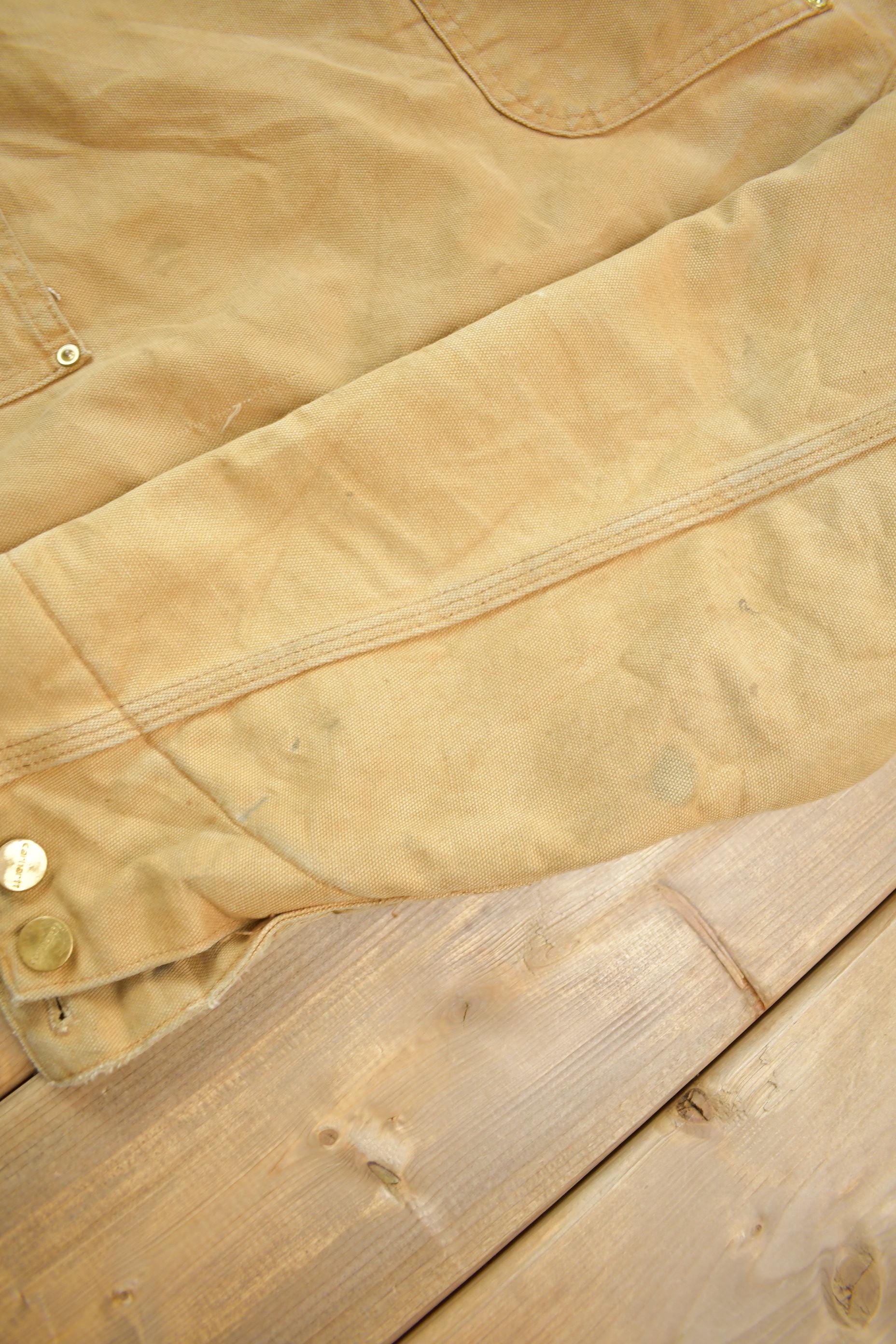 Vintage 1990s Carhartt Blanket Lined Button up Chore Coat Made In USA Size 44 Tall