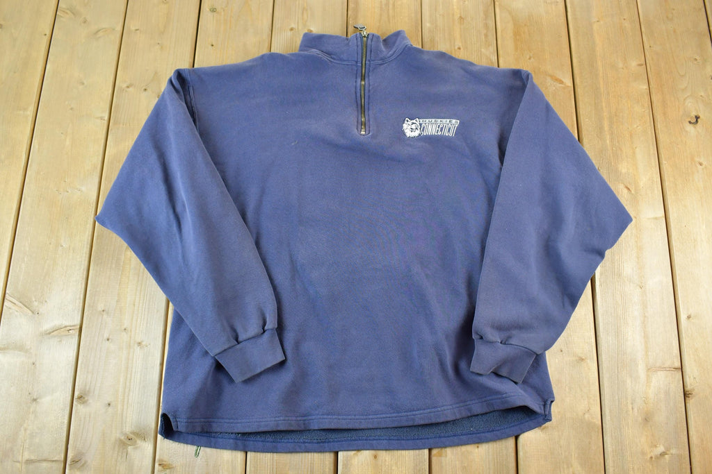 Vintage 1990s Starter Connecticut Huskies University Quarter Zip Crewneck