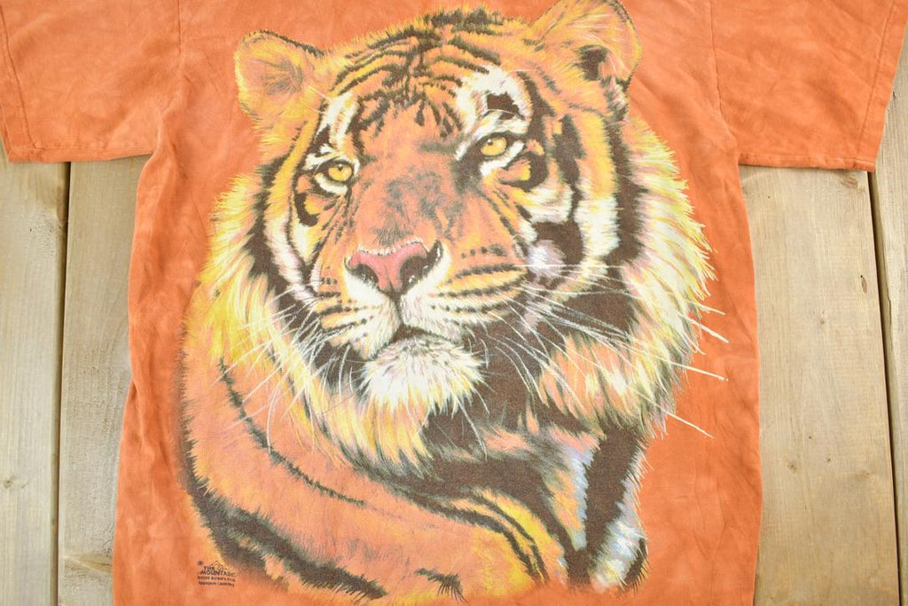 Vintage 1990s The Mountain Tiger Proud Face Souvenir Single Stitch Graphic Print T-Shirt Made In USA