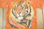 Vintage 1990s The Mountain Tiger Proud Face Souvenir Single Stitch Graphic Print T-Shirt Made In USA