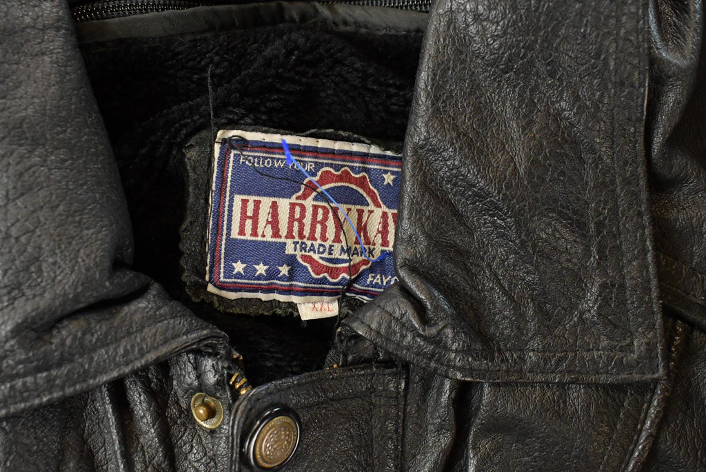 Vintage 1990s Harry Kayn Leather Biker Jacket Men's 2XL