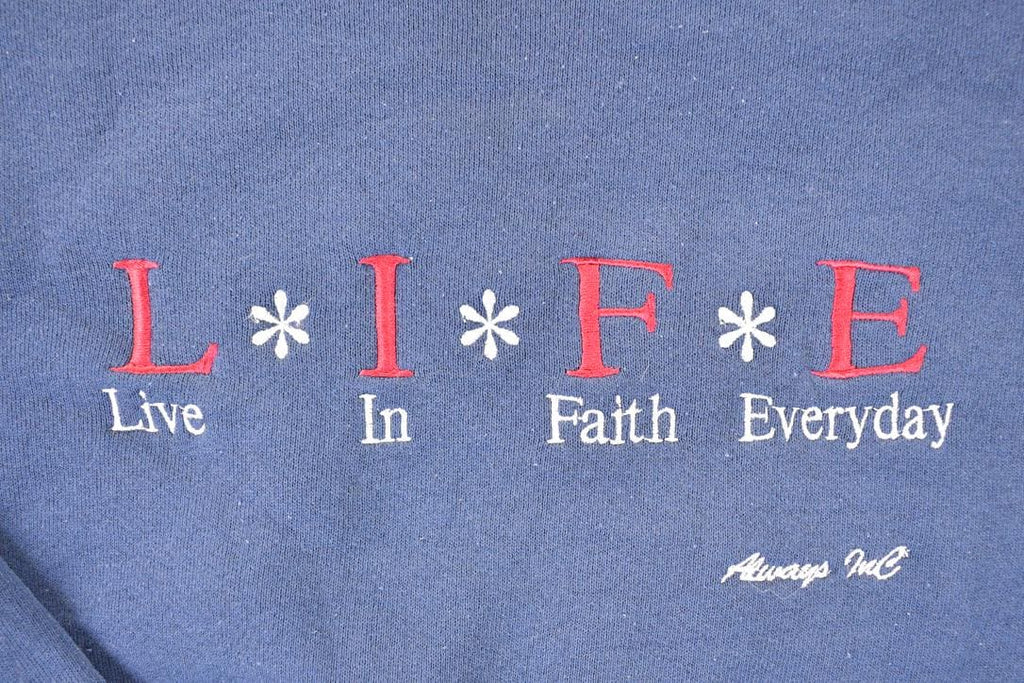 Vintage 1990s Live In Faith Everyday Jesus Crewneck Sweatshirt Men's L