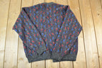 Vintage 1980s Ingrams Mens Shop Knit Abstracy Pattern Perfect Mild Distress Cardigan Sweater Made In USA