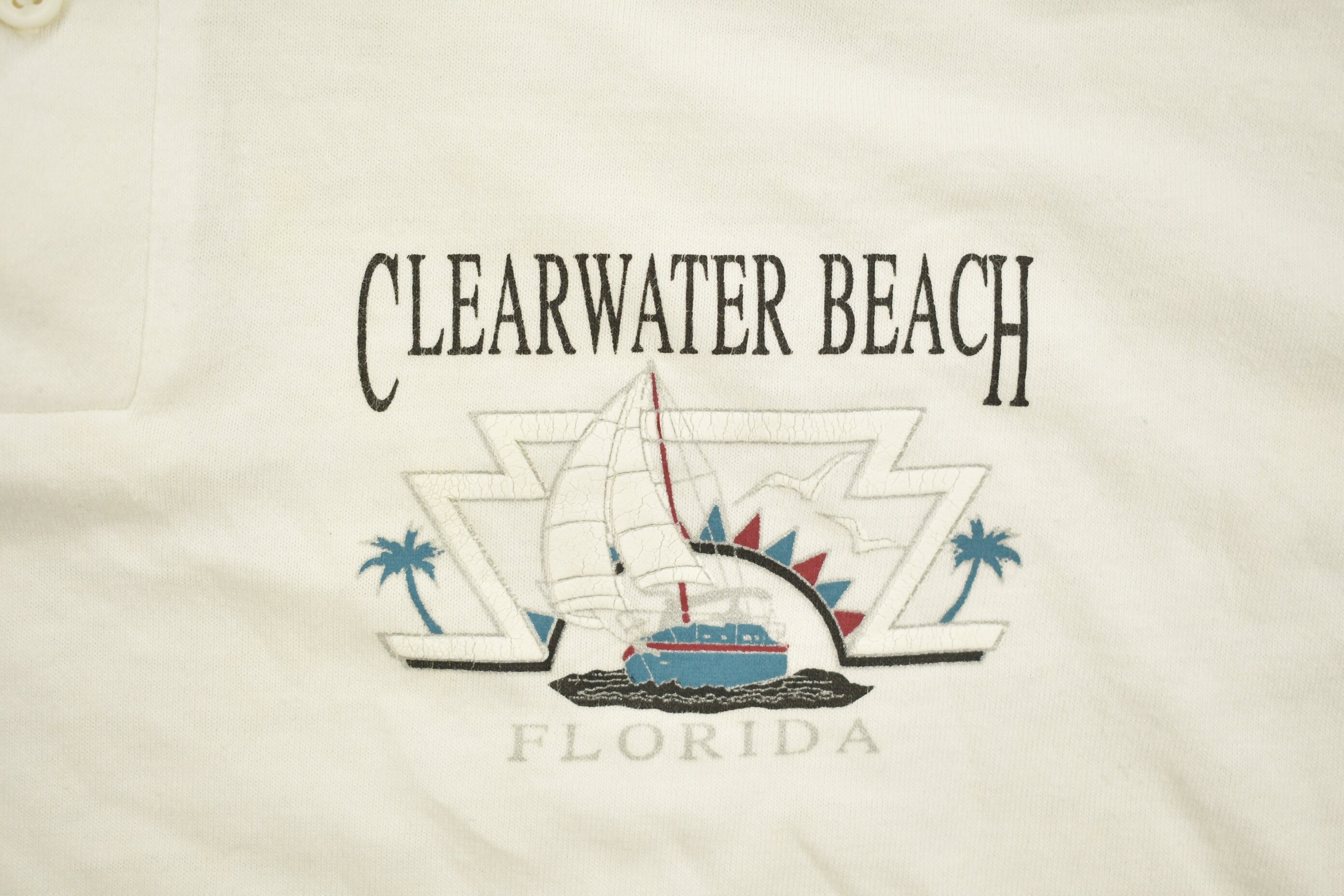 Vintage 1990s Clear Water Beach Florida Souvenir Polo Shirt