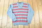Vintage 1990s Jean Michaud Knit Abstract Pattern V Neck Sweater
