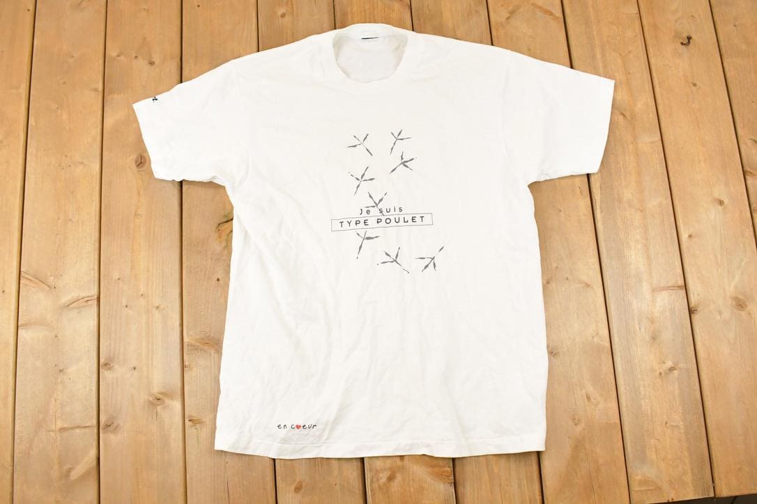 Vintage 1990s Je Suis Type Poulet Souvenir Travel T-Shirt Women's L