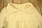 Vintage 1980s Cable Knit Zip Up Sweater