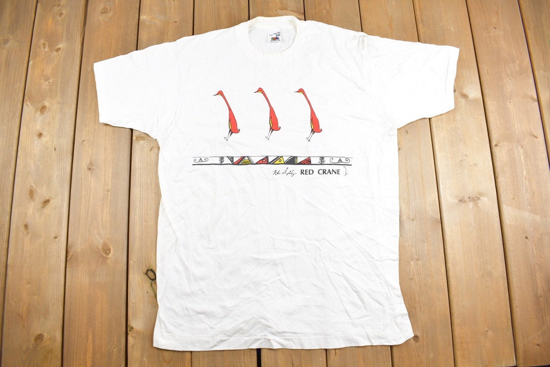 Vintage 1990s Red Crane Graphic T-Shirt