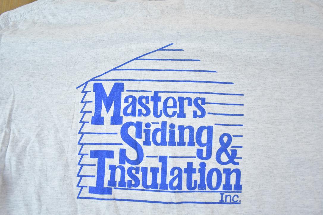 Vintage 1990s Masters Siding And Insulation Souvenir Single Stitch Double Collar Graphic Print T-Shirt Made In