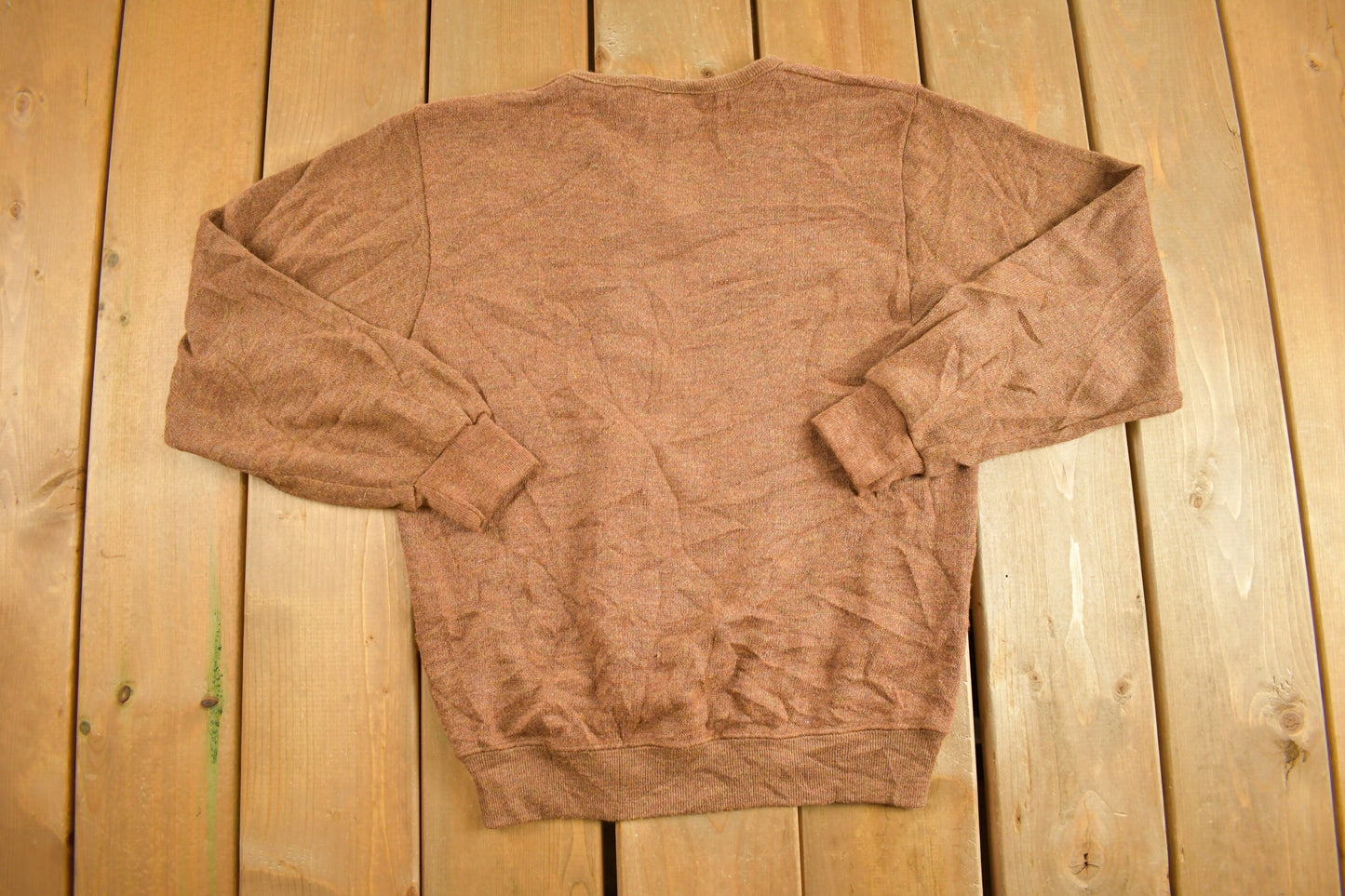 Vintage 1970s Creslan Rayon Knitted V-Neck Sweater / Vintage 90s Crewneck / Pattern Sweater / Outdoor / Hand Knit / Pullover Sweatshirt