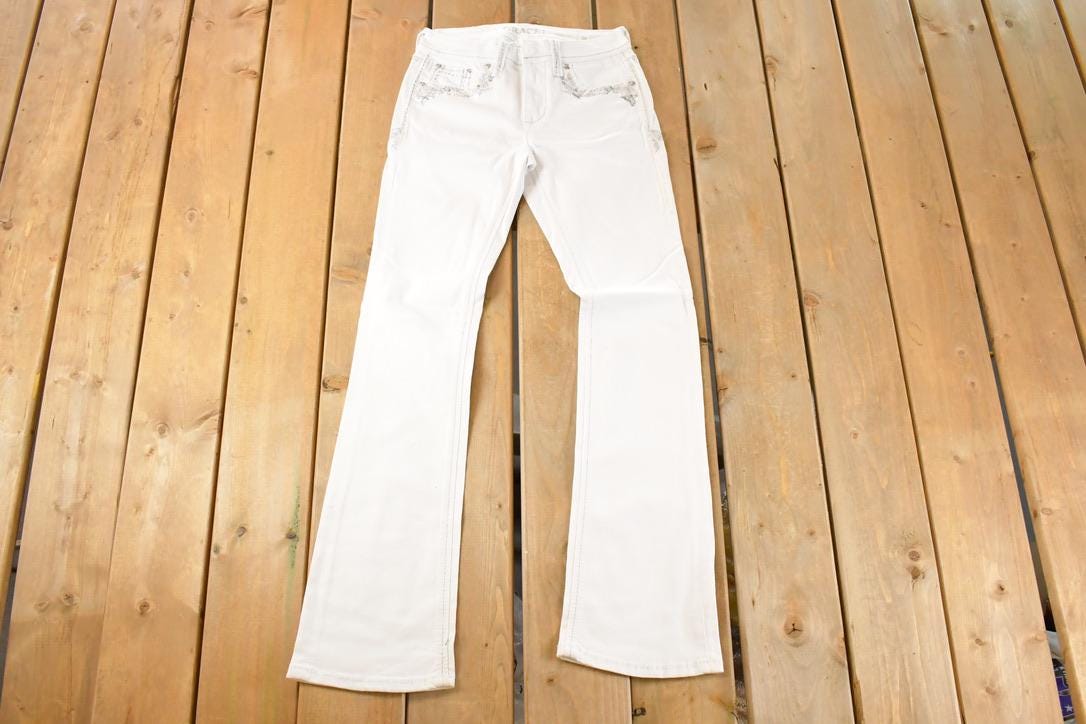 Vintage Deadstock Y2K Grace In LA Bedazzled Bootcut Low Rise Jeans Women's Size 26 x 32