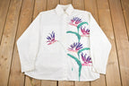 Vintage 1990s Hand Painted Floral Button Up Shirt