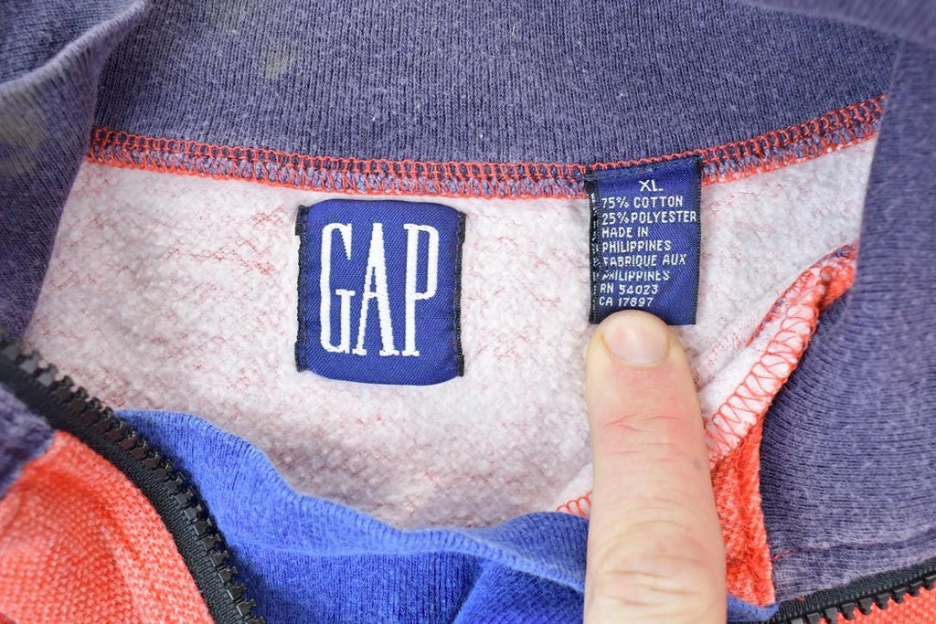 Vintage 1990s Gap Quarter Zip Mock Neck Striped Sweatshirt