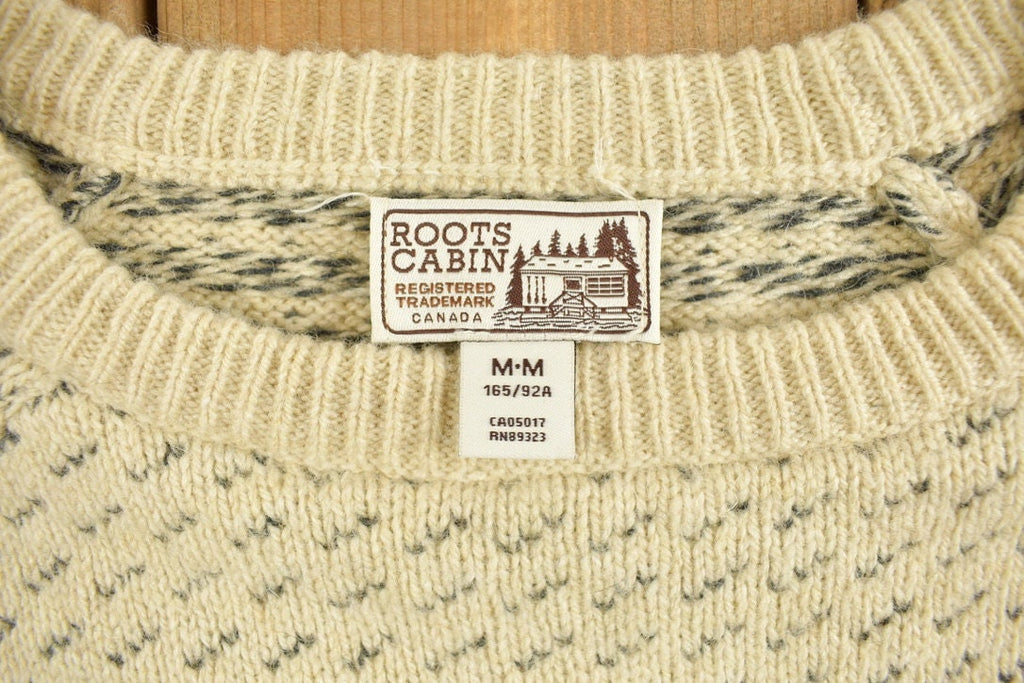 Vintage 1980s Roots Cabin Knit Crewneck Sweater