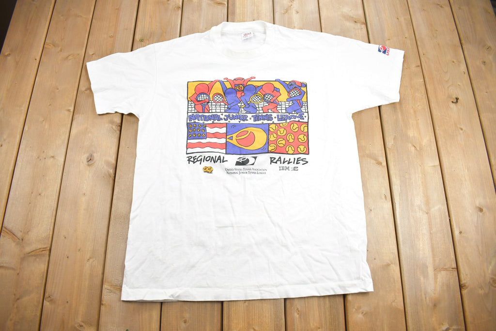 Vintage 1990s National Junior Tennis Leauge Graphic T Shirt / Vintage Keith Haring / Streetwear / Graphic Tee / Single Stitch / Made In USA