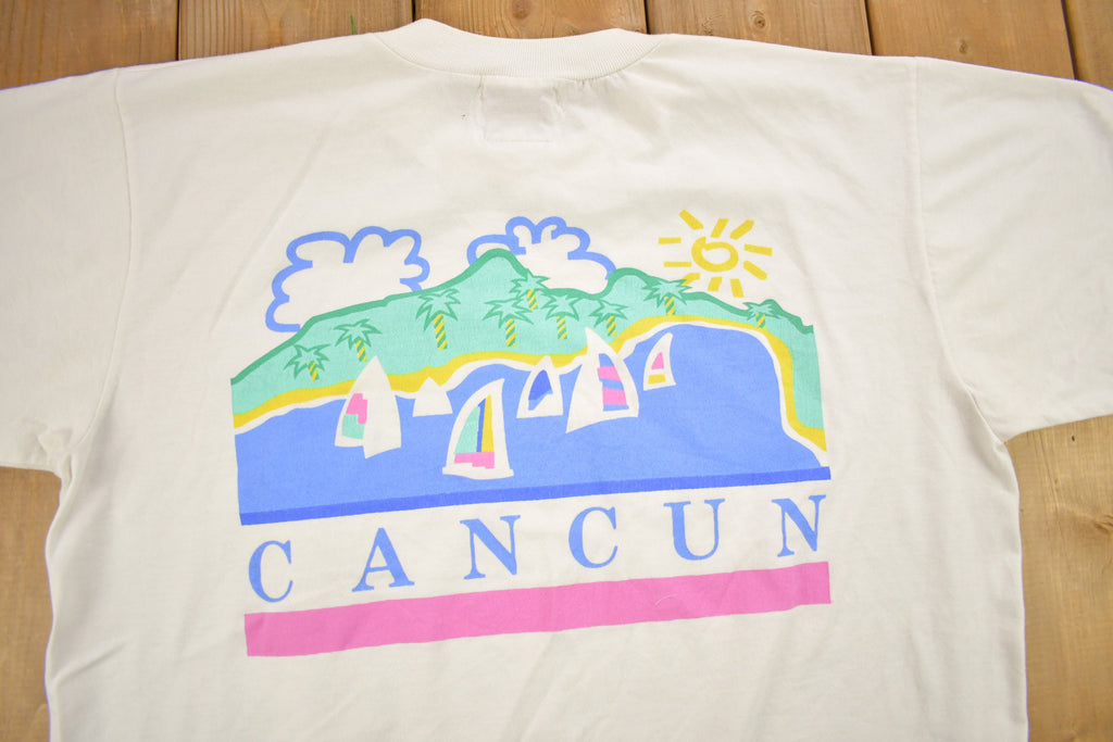 Vintage 1990s Cancun Mexico Graphic Souvenir T Shirt