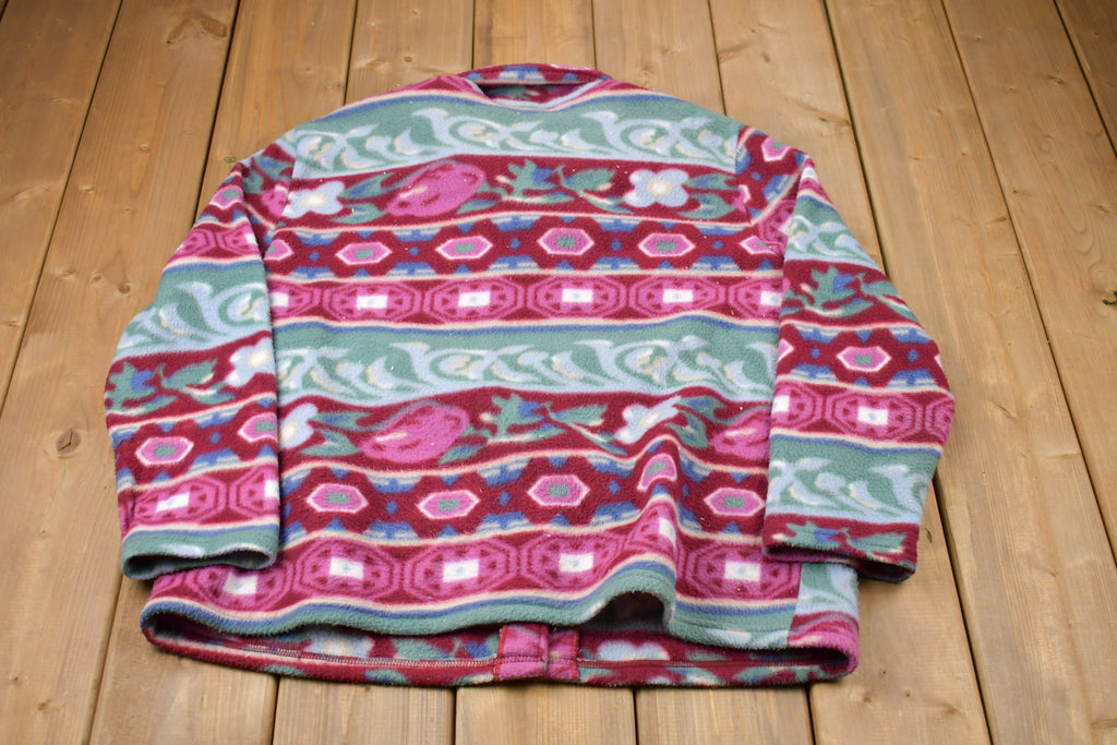 Vintage 1990s Carrol Reed All Over Print Fleece Sweater