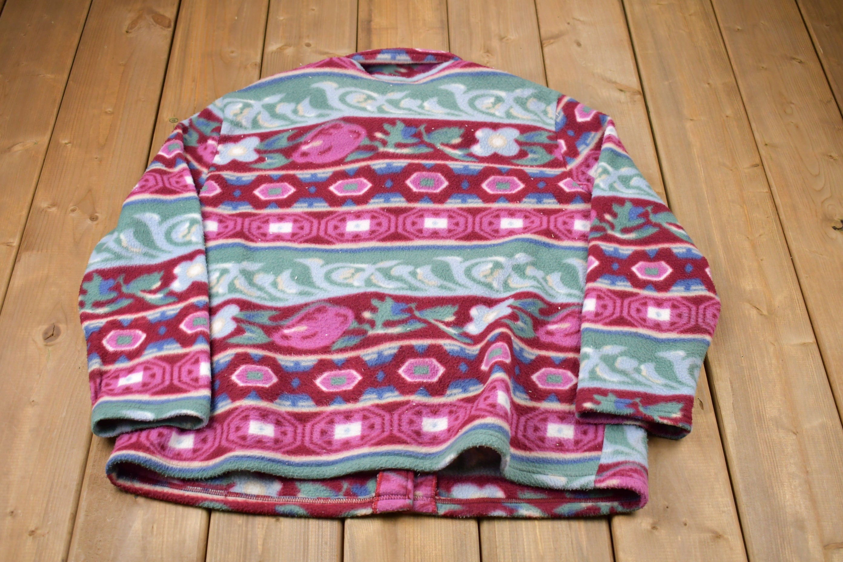 Vintage 1990s Carrol Reed All Over Print Fleece Sweater