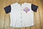 Vintage 1990s Team Mickey Disney Cartoon Baseball Promo Button Up T-Shirt Made In USA