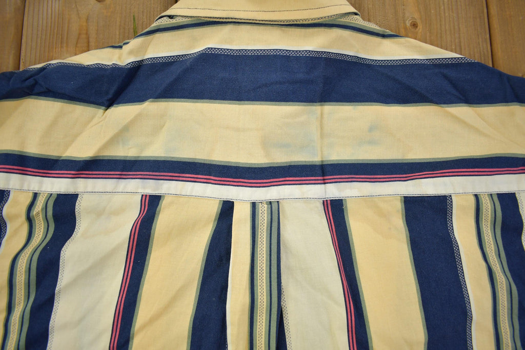 Vintage 1990s Natural Issue Thick Striped Long Sleeve Button Up Shirt