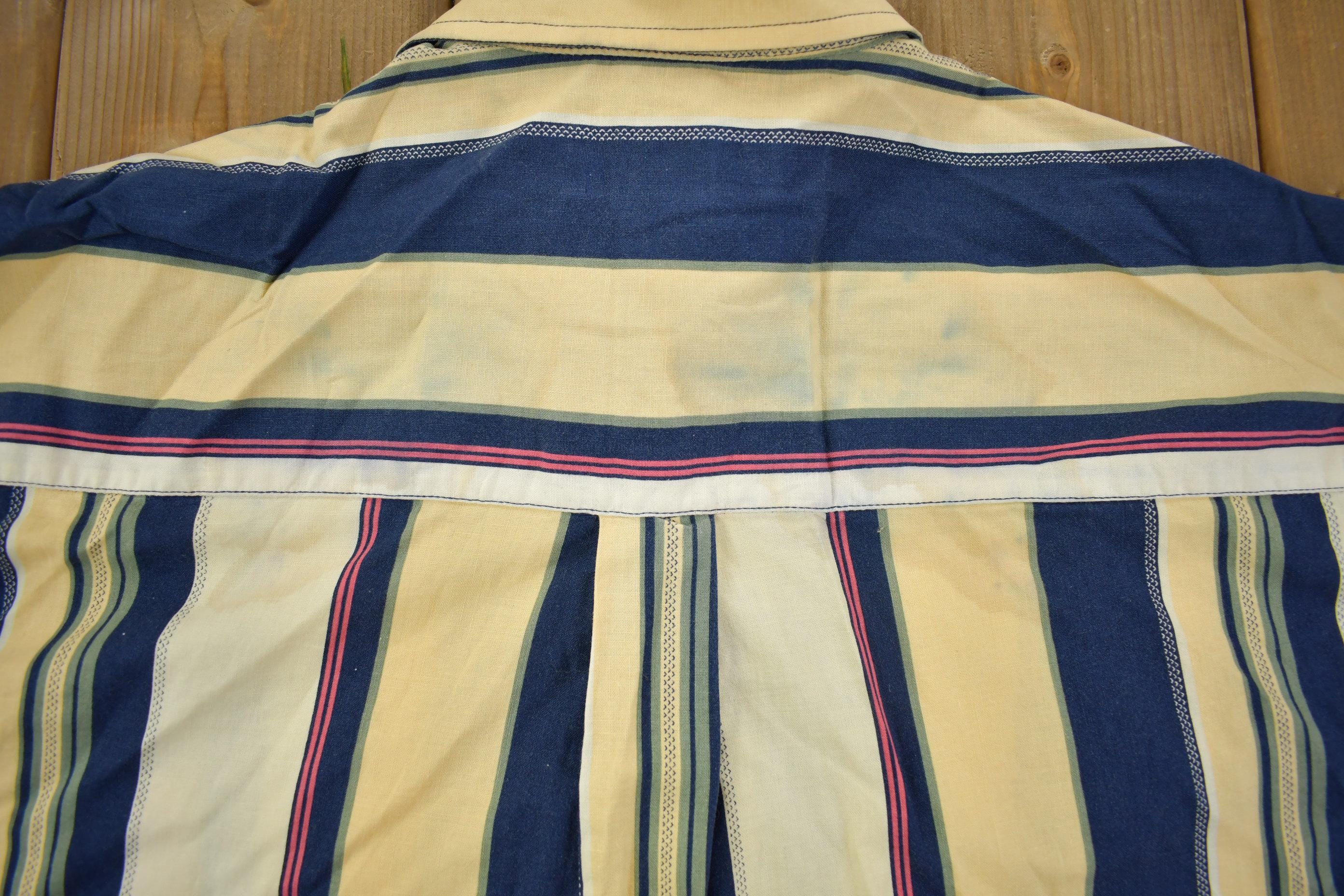 Vintage 1990s Natural Issue Thick Striped Long Sleeve Button Up Shirt