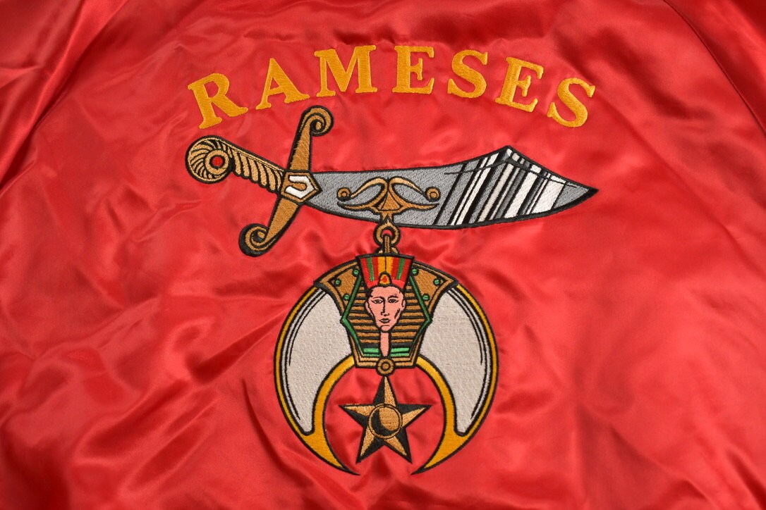 Vintage 1990s The Shriners Embroidered America's Finest Satin Bomber Jacket  Snap Button  Streetwear  Souvenir Jacket  Made In USA