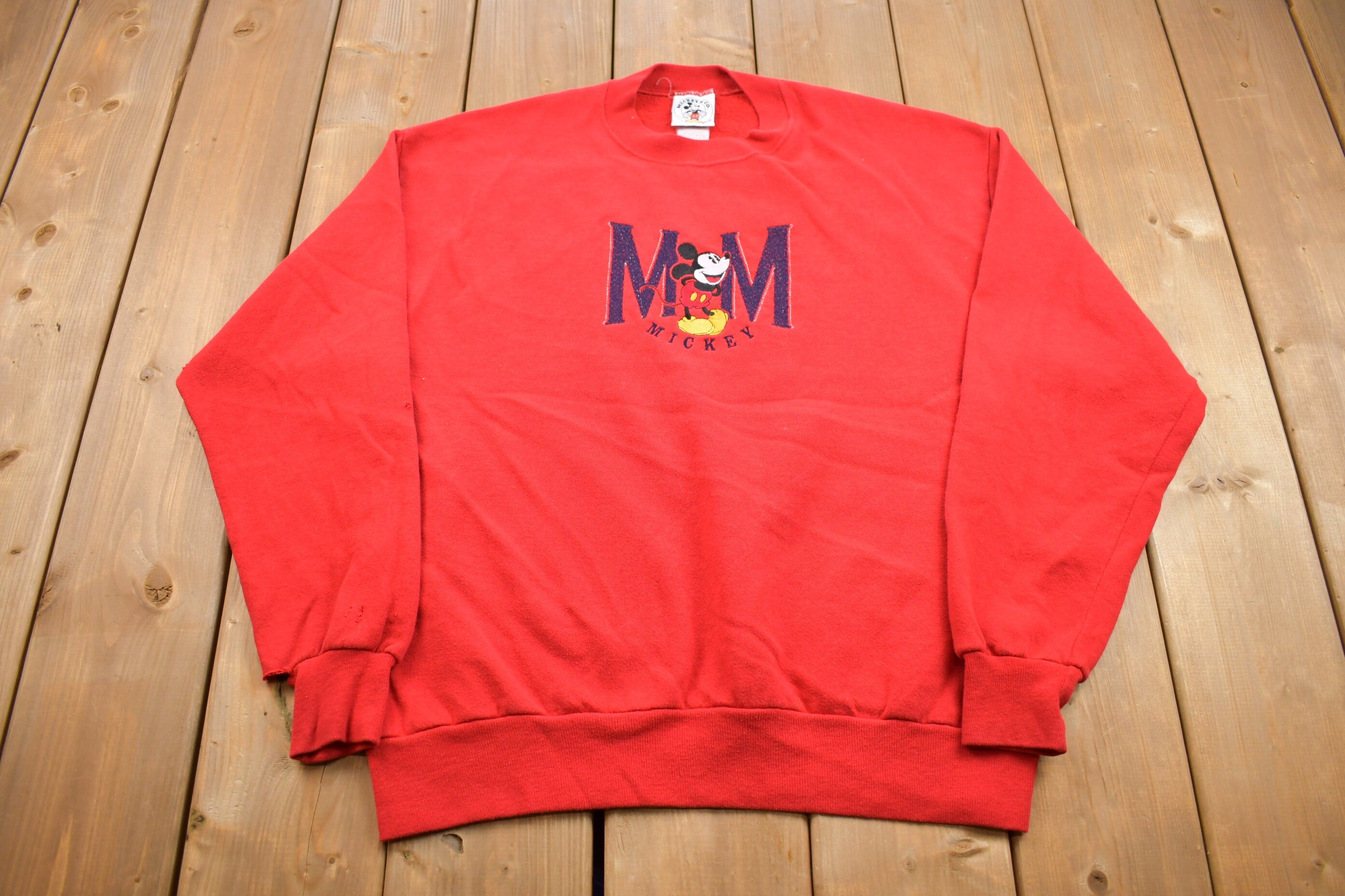 Vintage 1990s Disney Mickey Mouse Disneyland Crewneck Sweatshirt  Small Holes  90s Crewneck  Made In USA  Essential  Streetwear  90s