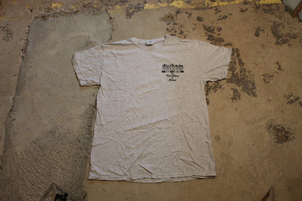 Vintage 1990s Durham Church Of Christ The Parables Of Jesus T Shirt
