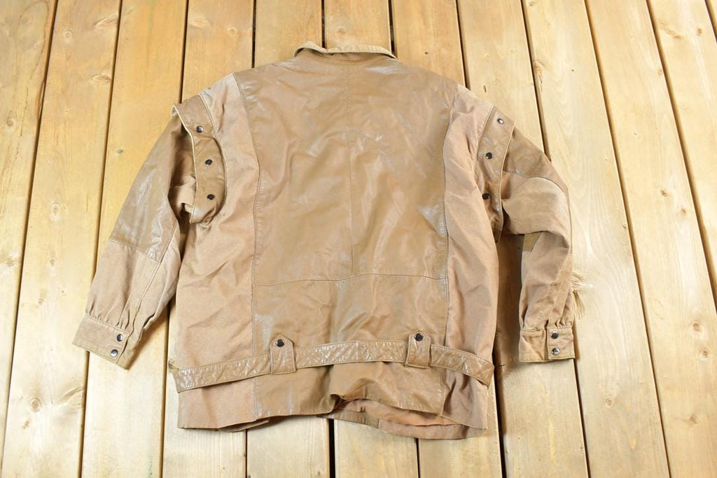 Vintage 1980s Brown Leather Buckled Light Jacket