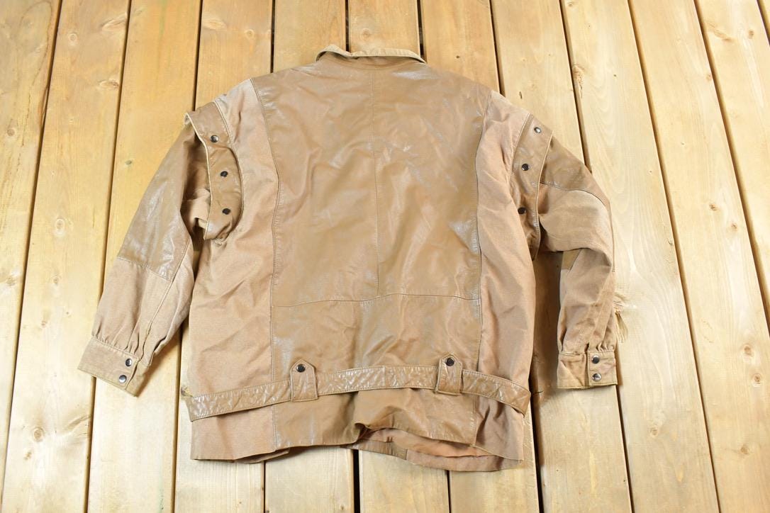 Vintage 1980s Brown Leather Buckled Light Jacket