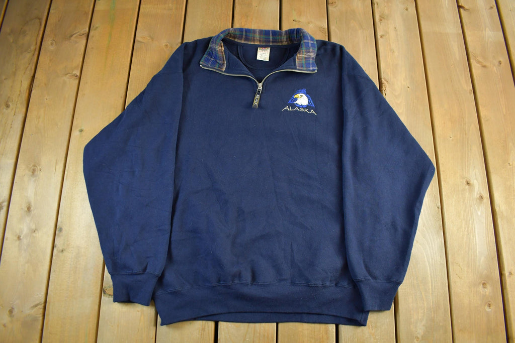 Vintage 1990s Alaska Travel Quarter Zip Sweatshirt Men's XL