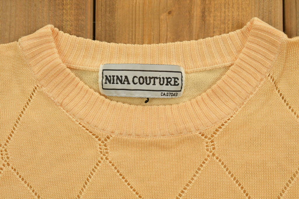 Vintage 1990s Nina Couture Argyle Knitted Sweater