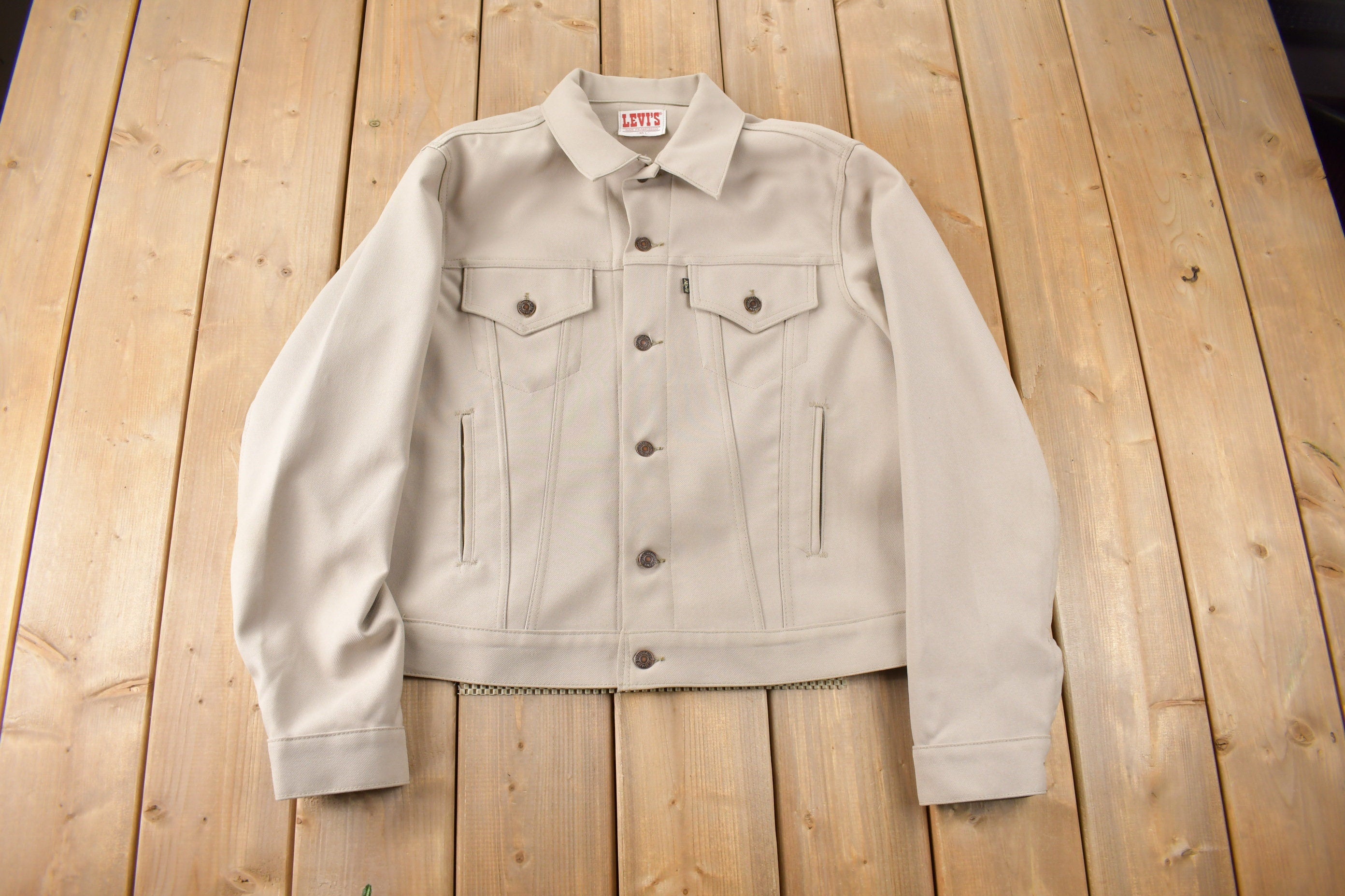 Vintage 1970s Levi's Black & Gold Tab Button Up Light Jacket