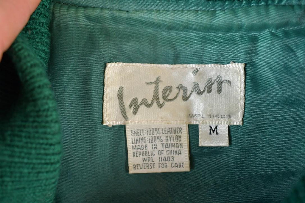 Vintage 1990s Intern Olive Grained Suede Bomber Biker Jacket Made In USA