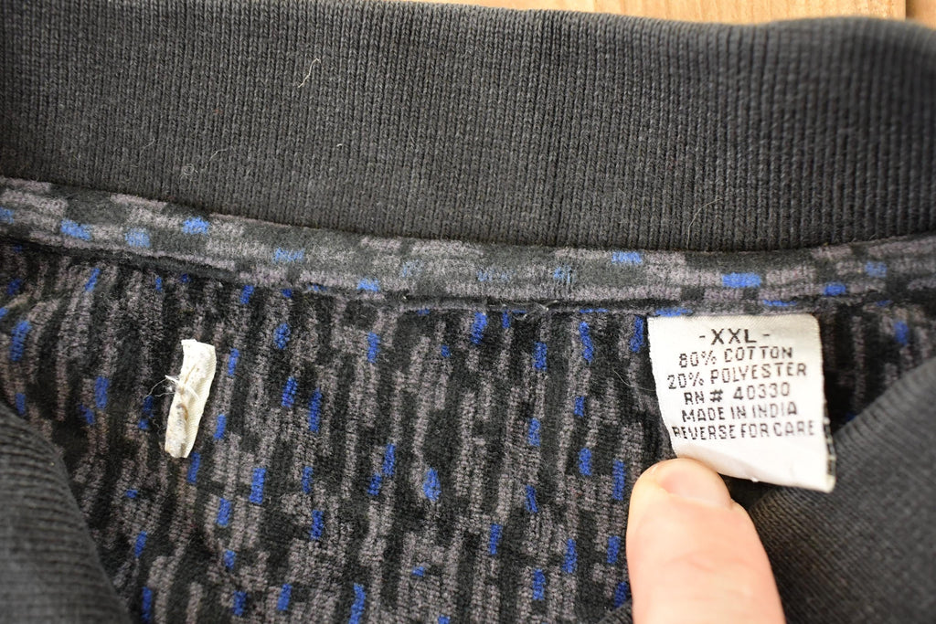 Vintage 1990s Abstract Knit Quarter Button Sweater Men's XL /