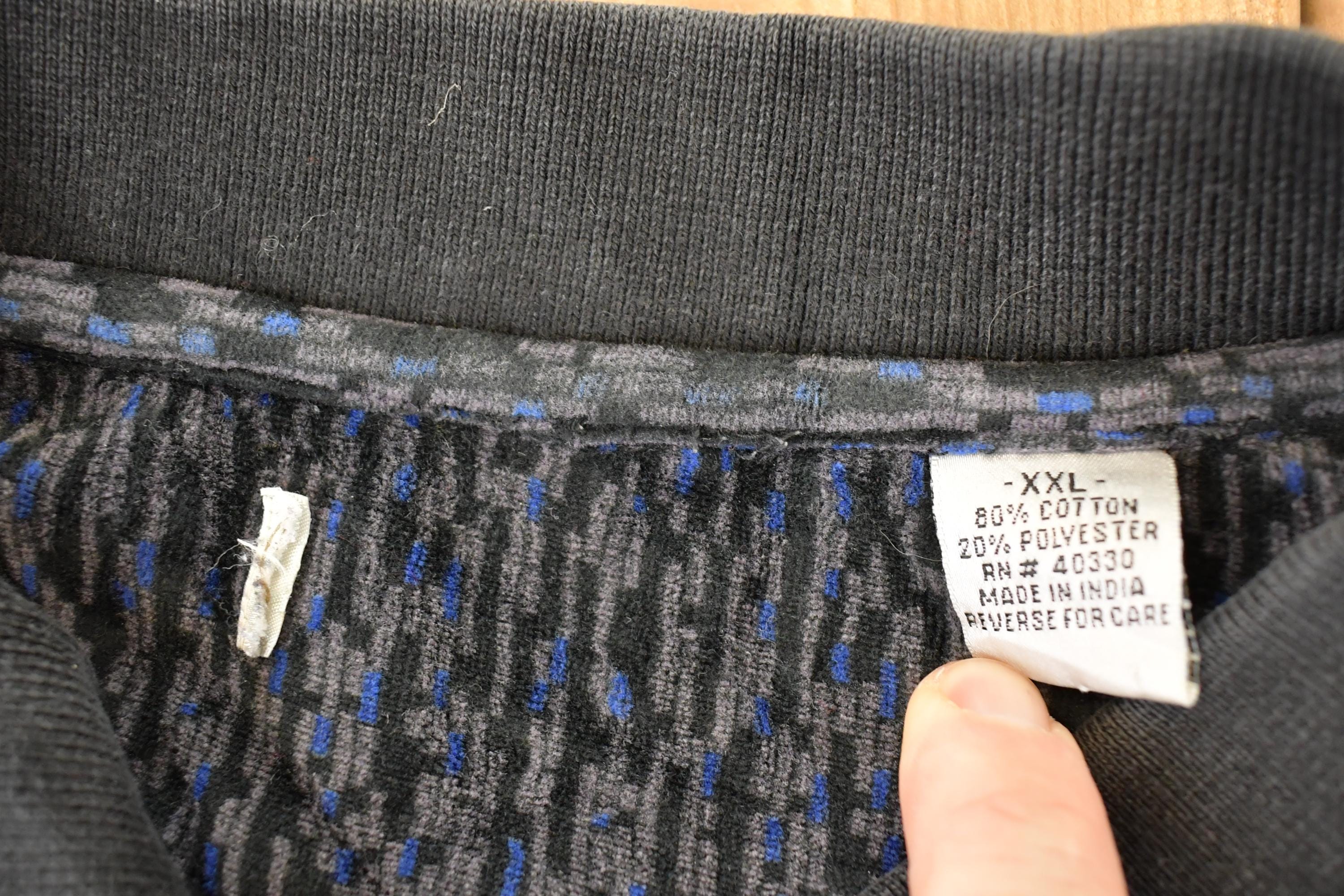 Vintage 1990s Abstract Knit Quarter Button Sweater Men's XL /