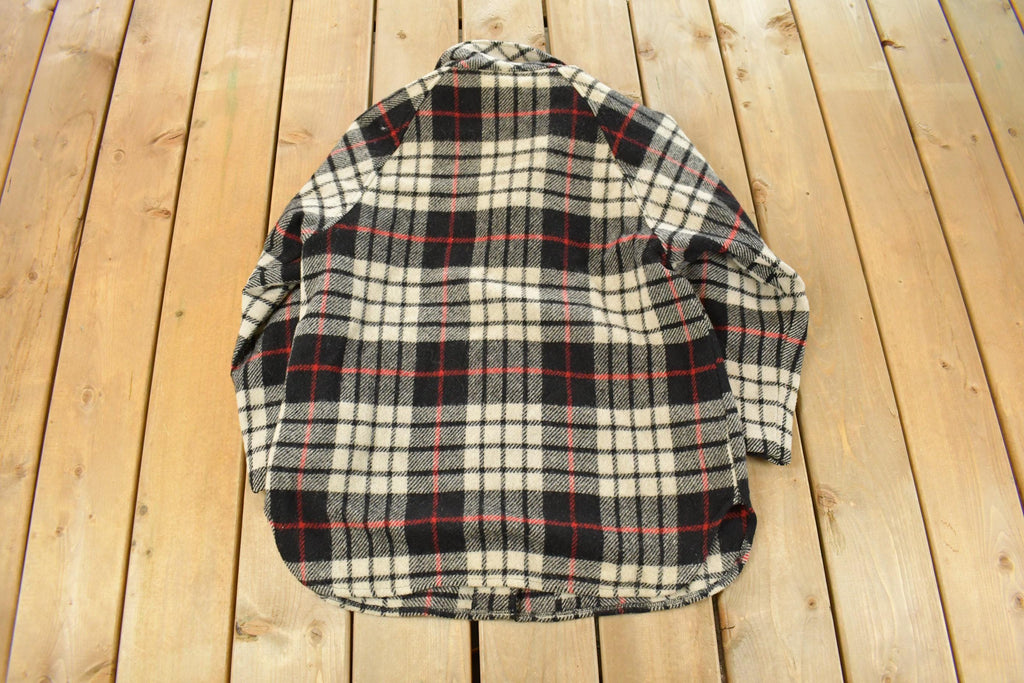 Vintage 1980s Orvis Wool Tartan Plaid Quarter Zip Pullover Jacket Men's Large