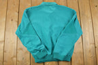 Vintage 1990s Blank Fancy Quarter Button Collared Crewneck Sweatshirt