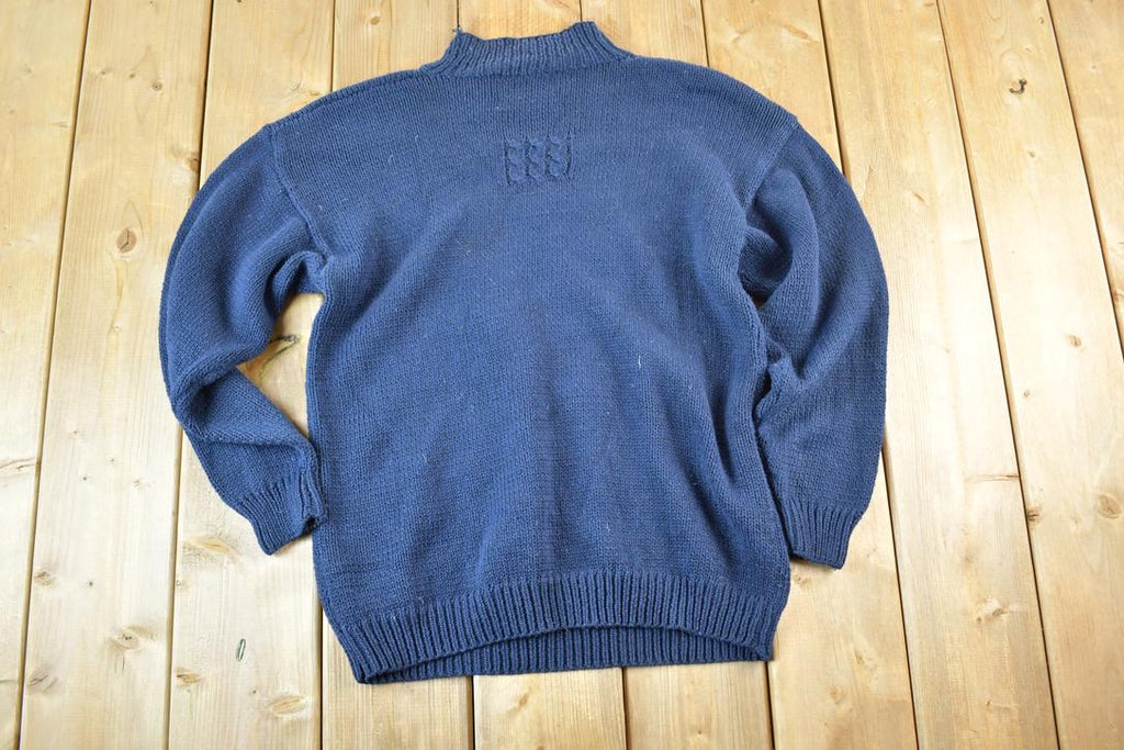 Vintage 1990s Marissa Christina Hand Knit Horse Racing Crewneck Sweater Mens S