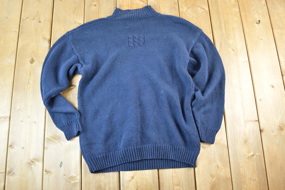 Vintage 1990s Marissa Christina Hand Knit Horse Racing Crewneck Sweater Mens S