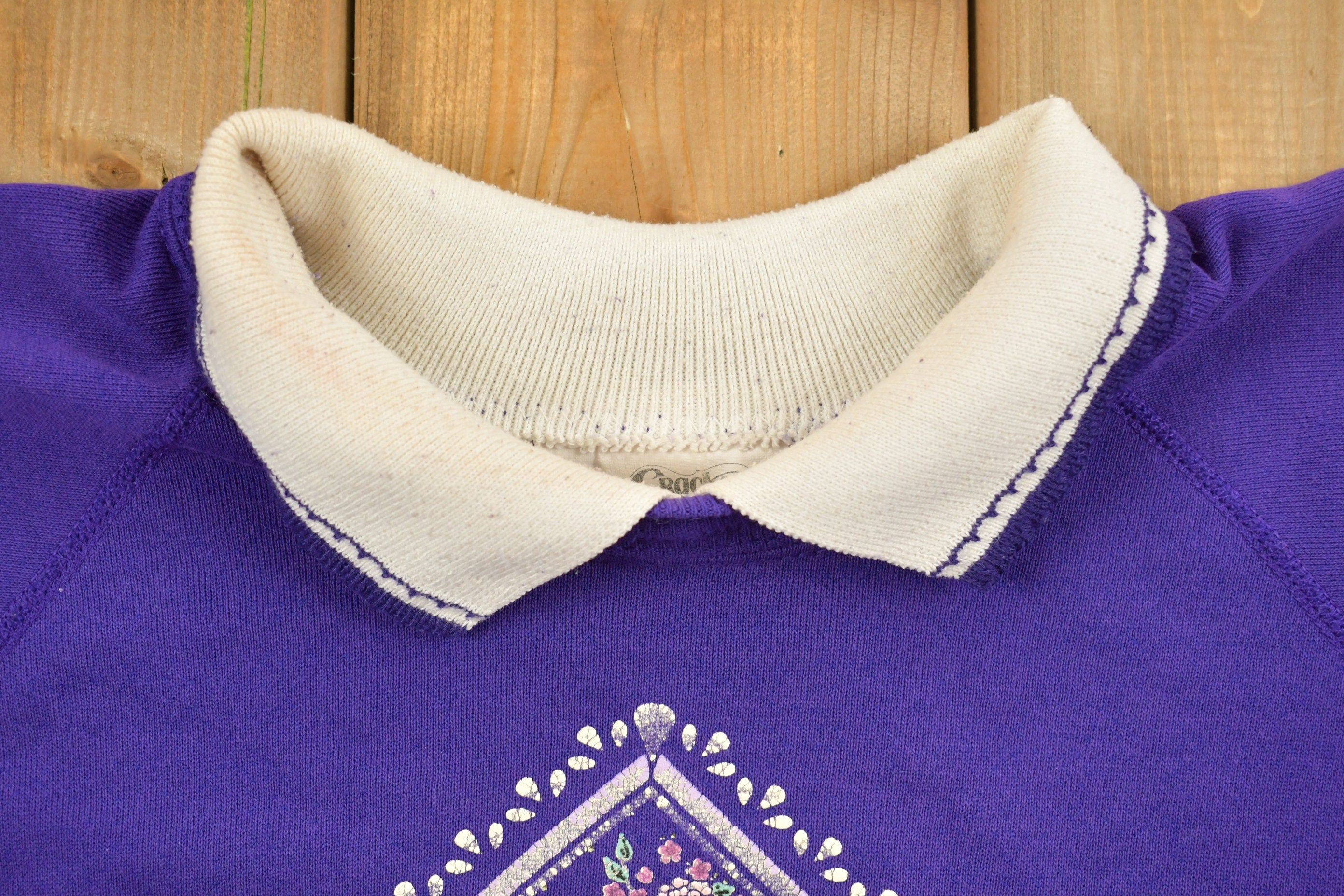 Vintage 1990s Cracker Barrel Collared Unicorn Print Crewneck Sweatshirt