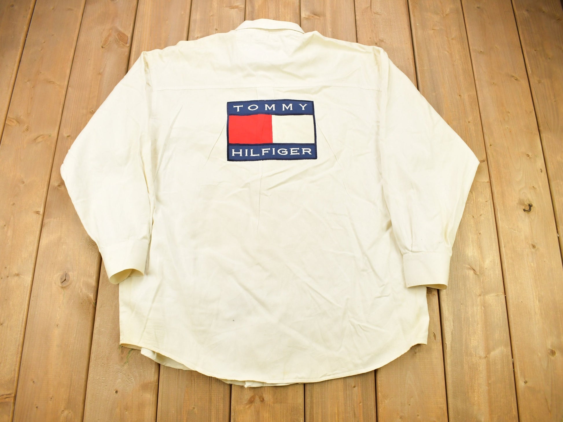 Vintage 1990s Tommy Hilfiger Embroidered Flag Patch Button Up Shirt