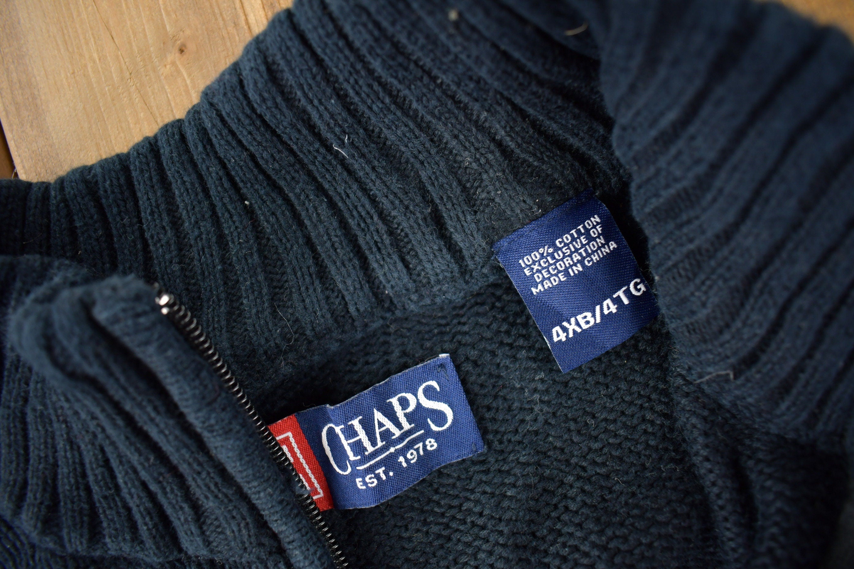 Vintage Y2K Chaps Embroidered Logo Quarter Zip Knit Sweater Size 4XB