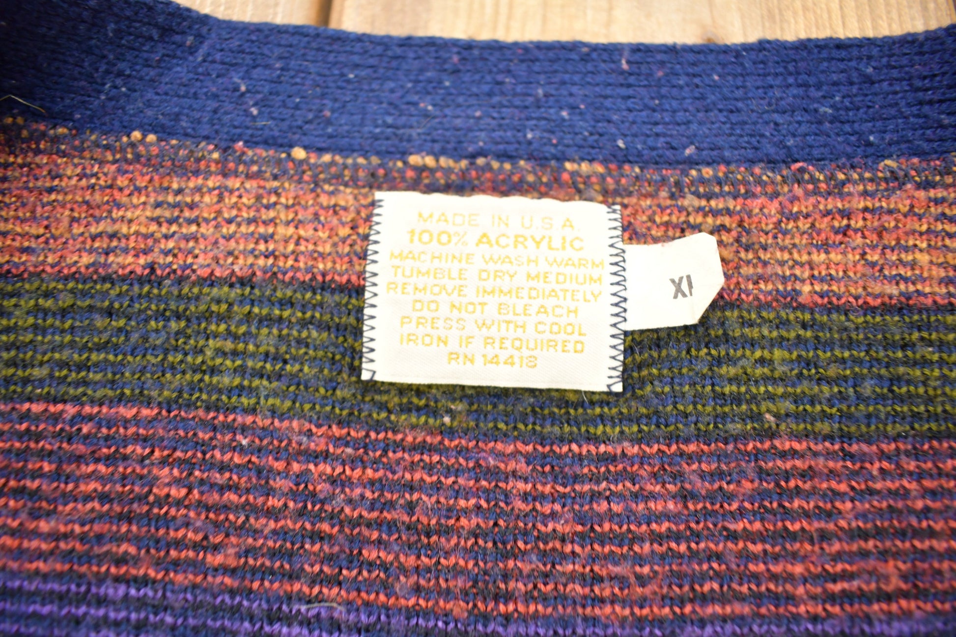 Vintage 1990s 100% Acrylic Colorful Knitted Cardigan Sweater / Vintage Cardigan / Button Up / Abstract Pattern / Made In USA