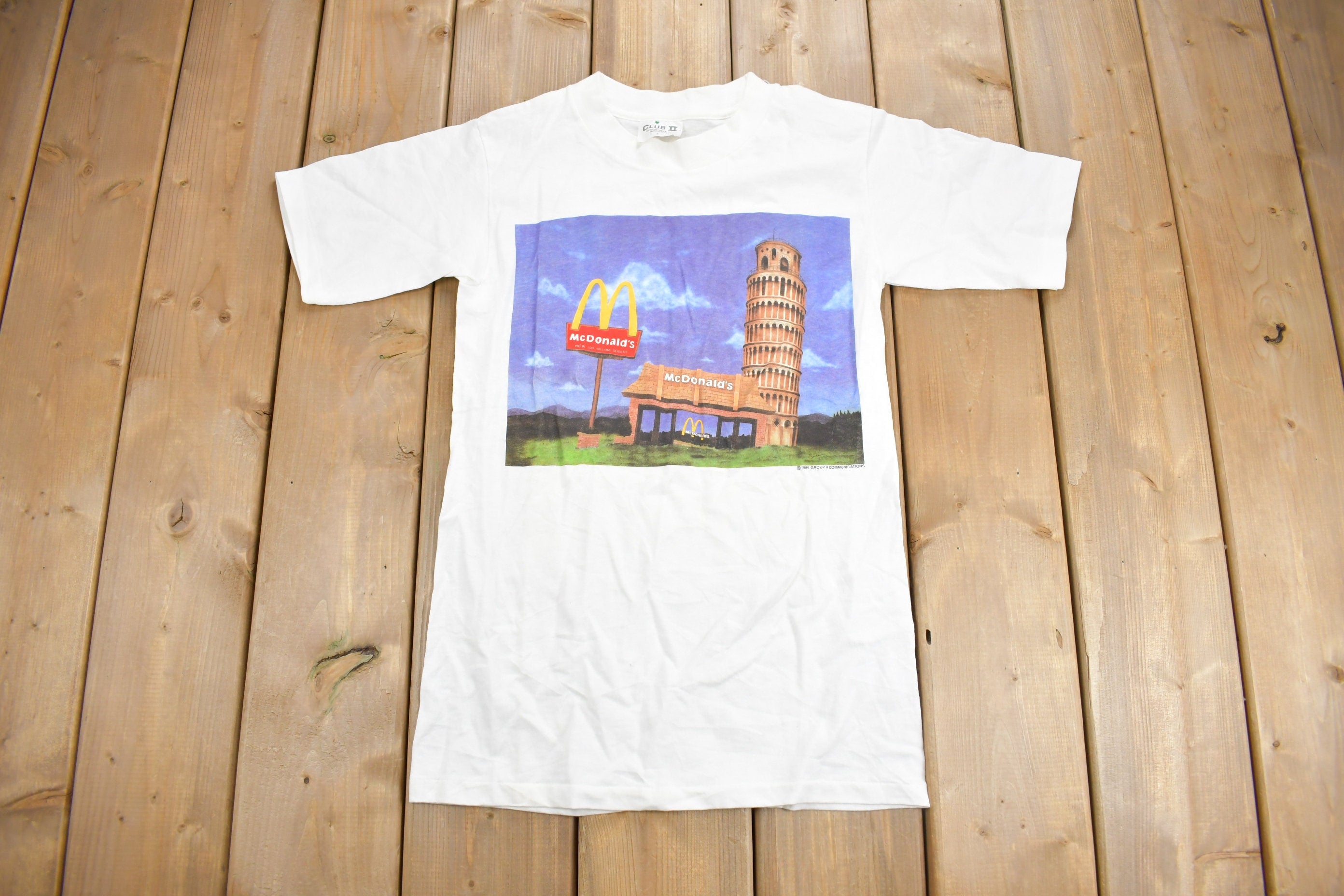 Vintage 1989 Leaning Tower Of McDonalds Graphic T Shirt