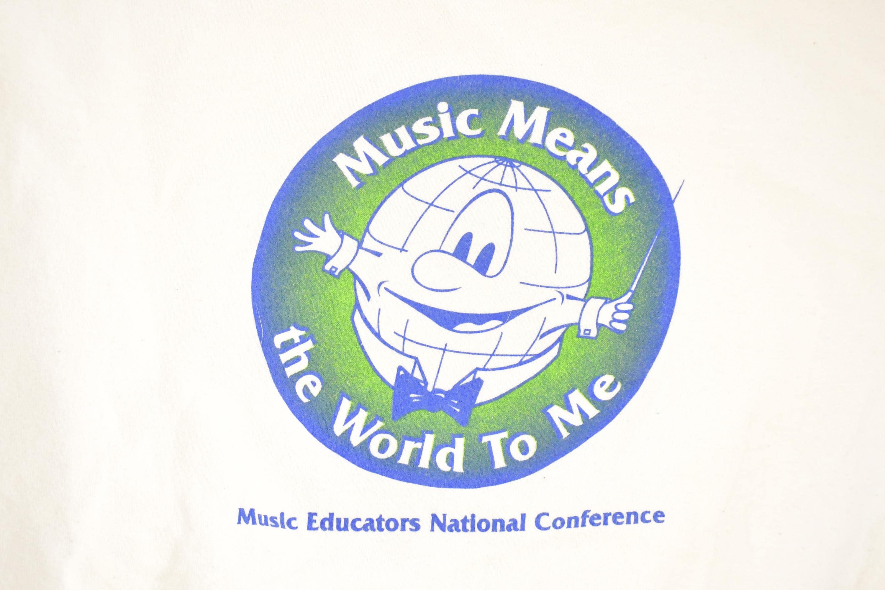 Vintage 1990s Music Means The World To Me Graphic Print Crewneck Sweatshirt Men's L