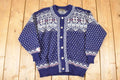 Vintage 1970's Nordstrikk Abstract Snowflake Wool Knit Cardigan Sweater Men's L