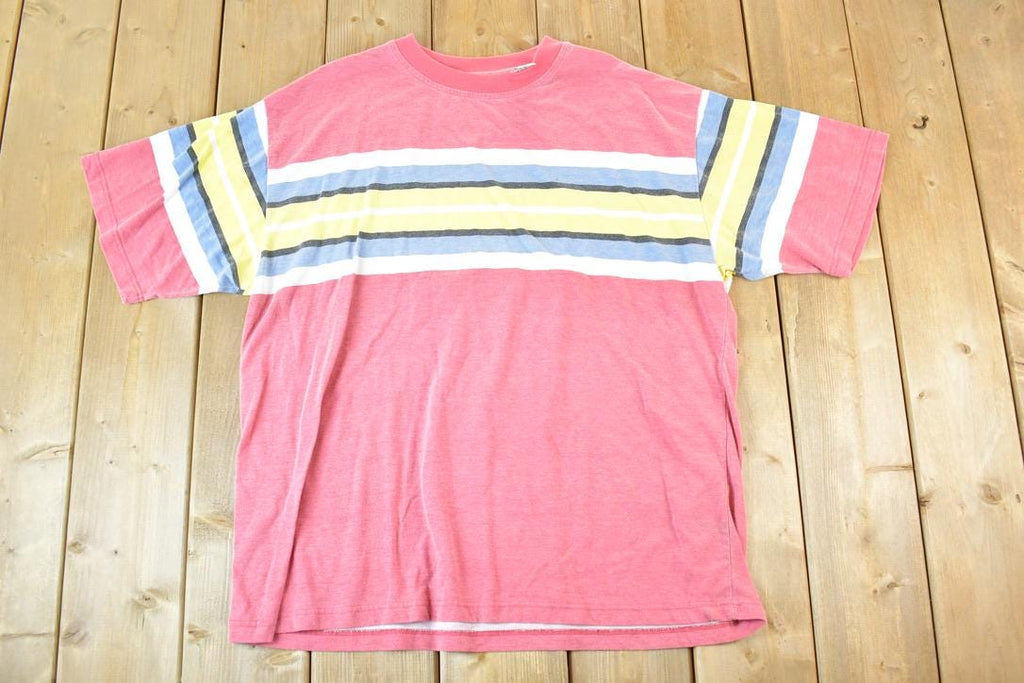 Vintage 90s Striped Souvenir T-Shirt - Made In USA Men's L