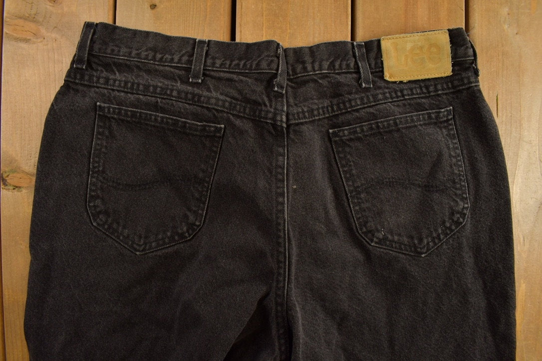 Vintage 1990s Lee Black Denim Straight Leg Jeans Size 36 x 29